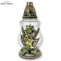 Traditional Grave Candle – “Narcissus” with Floral Motif White Znicz Polski