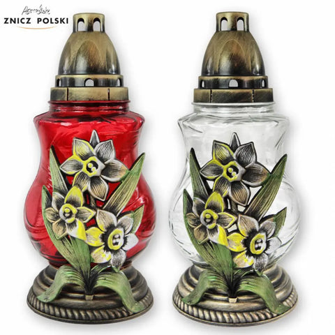 Traditional Grave Candle – “Narcissus” with Floral Motif Znicz Polski