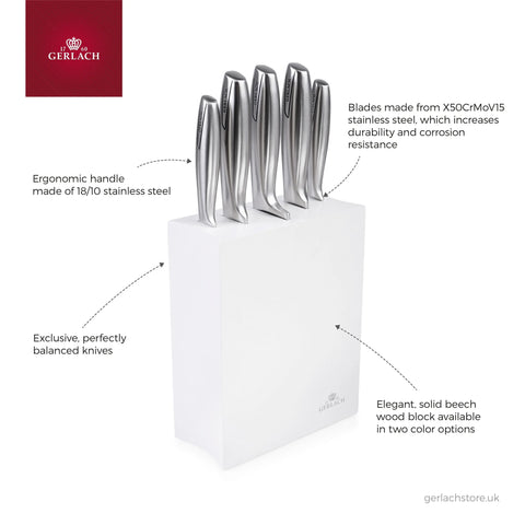 Knife set in white block MODERN Gerlach USA