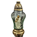 Glass Grave Candle – Model P69 "Rose" Heart-Shaped with Flower Design Gold Znicz Polski