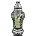 Glass Grave Candle – Model P69 "Rose" Heart-Shaped with Flower Design Silver Znicz Polski