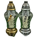 Glass Grave Candle – Model P69 "Rose" Heart-Shaped with Flower Design Znicz Polski