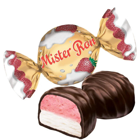 Goplana "Mister Ron" Candies with Strawberry Flavoured filling and cream filling in chocolate Goplana