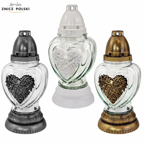 Grave Candle – “Heart of Thorns” Medium-Sized Memorial Light Znicz Polski