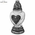 Grave Candle – “Heart of Thorns” Medium-Sized Memorial Light Silver Znicz Polski
