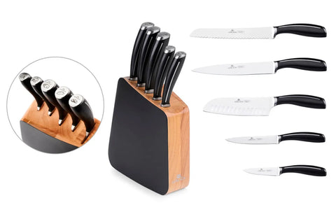 Professional Chef Knife Set "LOFT", 5 Pieces, with Block and Gift Box Gerlach USA