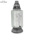 Crystal Glass Grave Candle – Model Z364 with Glitter Cross Silver Znicz Polski